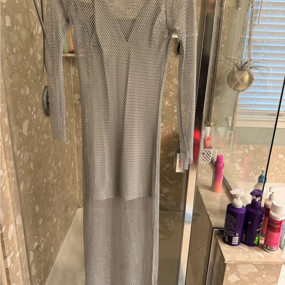 House of Harlow 1960 Blue-Gray Sequin Bodycon Midi Dress